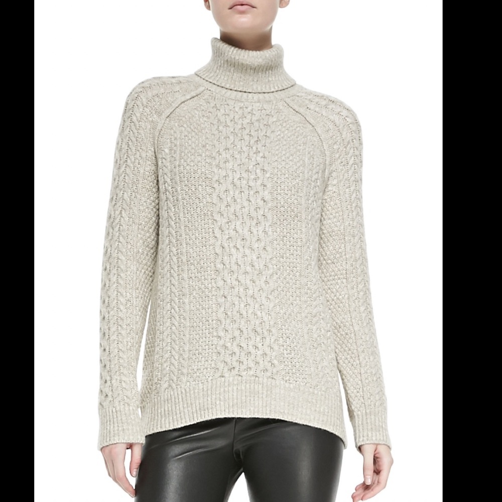 Vince Cable-Knit Turtleneck Sweater